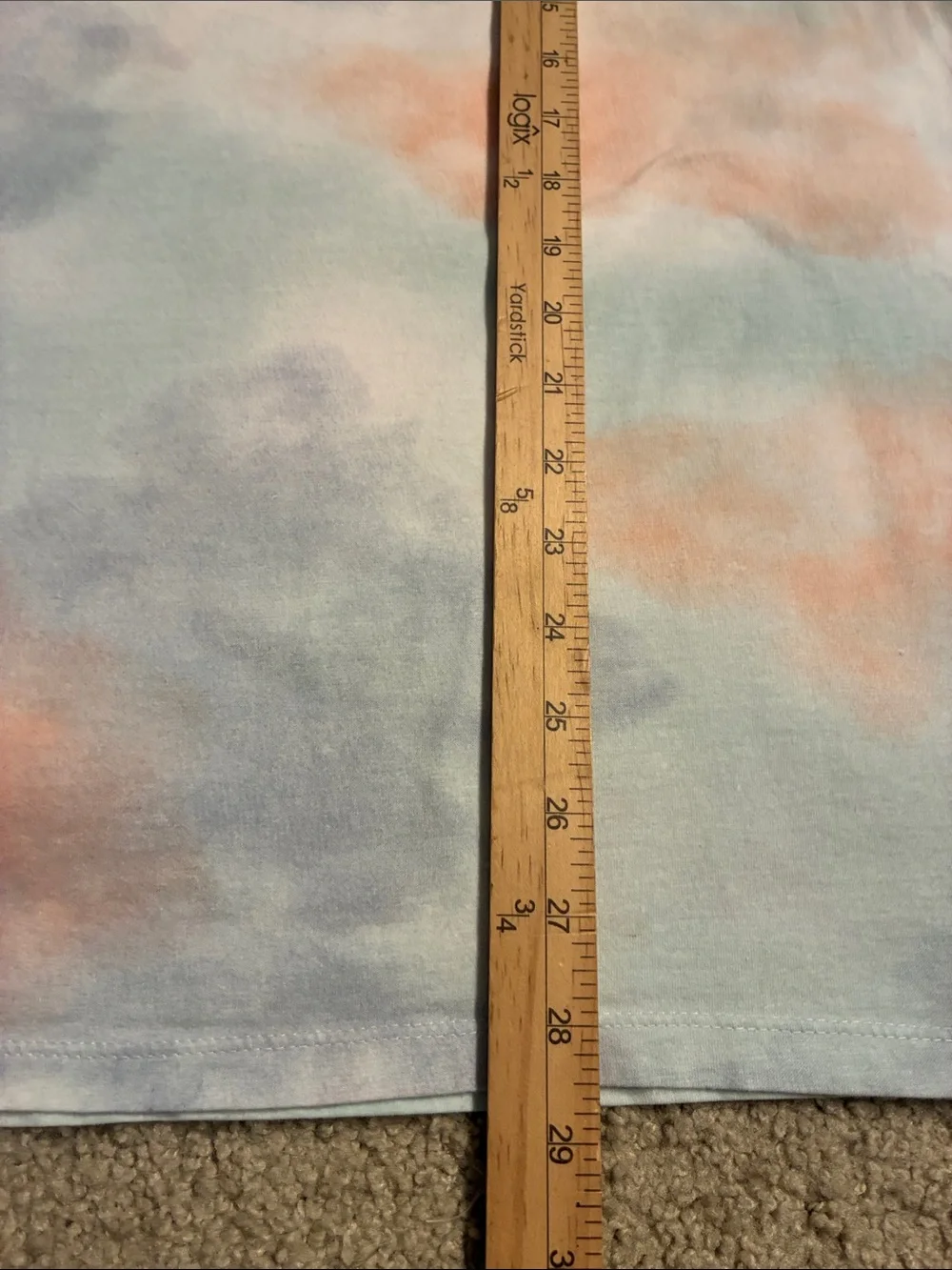 Tommy Hilfiger Pastel Tie-Dye Logo Tee - Light Blue, Peach & Light Gray XL